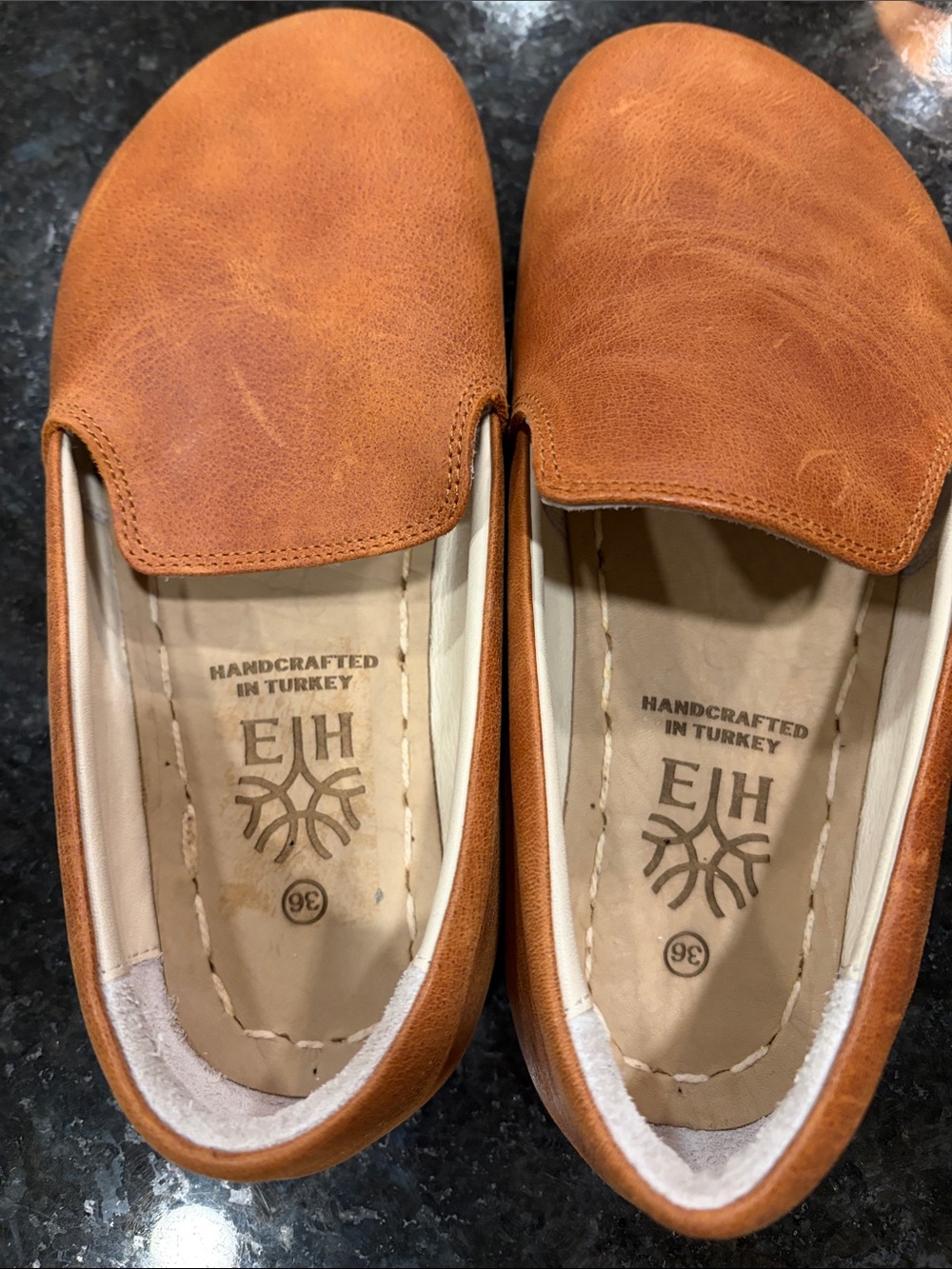 Women’s Tan Leather Slip-On Loafers